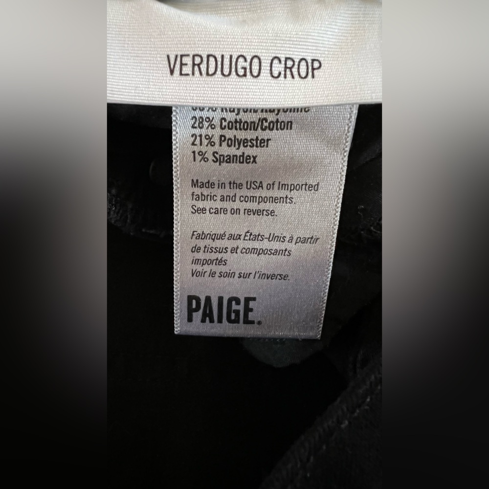 PAIGE Verdugo Crop Black Jeans Size 27 - Picture 7 of 8